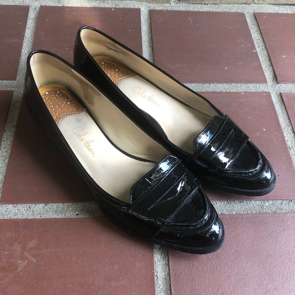 Cole Haan patent loafers